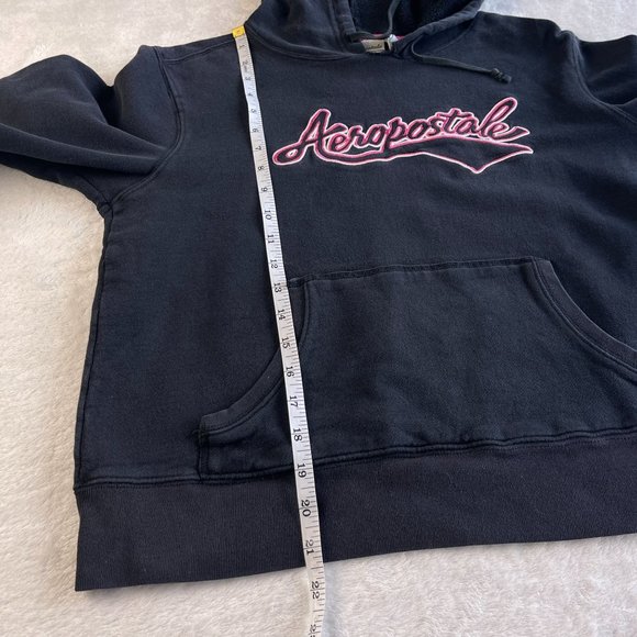 Aeropostale Y2K VTG Embroidered Oversized‎ Hoodie Womens Size S Black Spellout - Picture 6 of 14